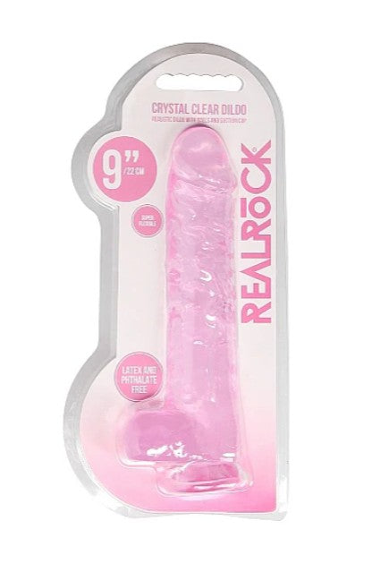 REALROCK - 9'' REALISTIC DILDO WITH BALLS - ROSE