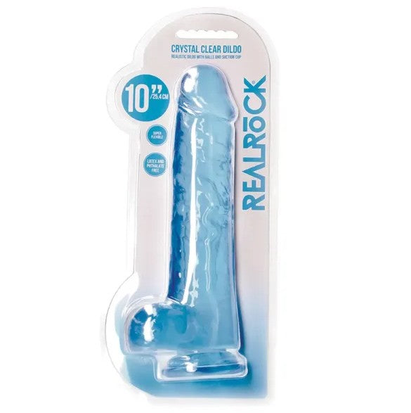 REALROCK - 10'' REALISTIC DILDO WITH BALLS - BLEU
