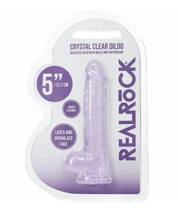 REALROCK REALISTIC DILDO WITH BALLS 5" PURPLE