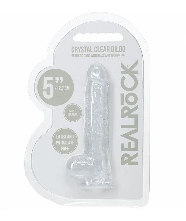 REALROCK REALISTIC DILDO WITH BALLS 5" TRANSPARENT