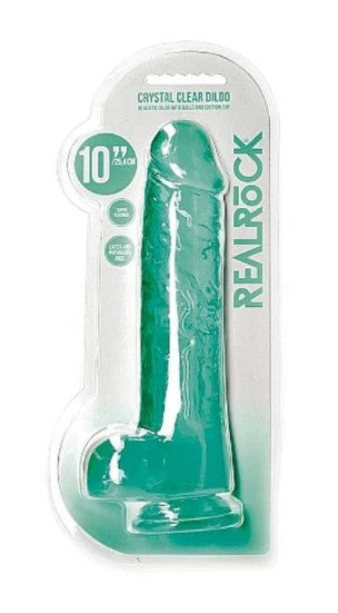 REALROCK - 10'' REALISTIC DILDO WITH BALLS - TURQUOISE