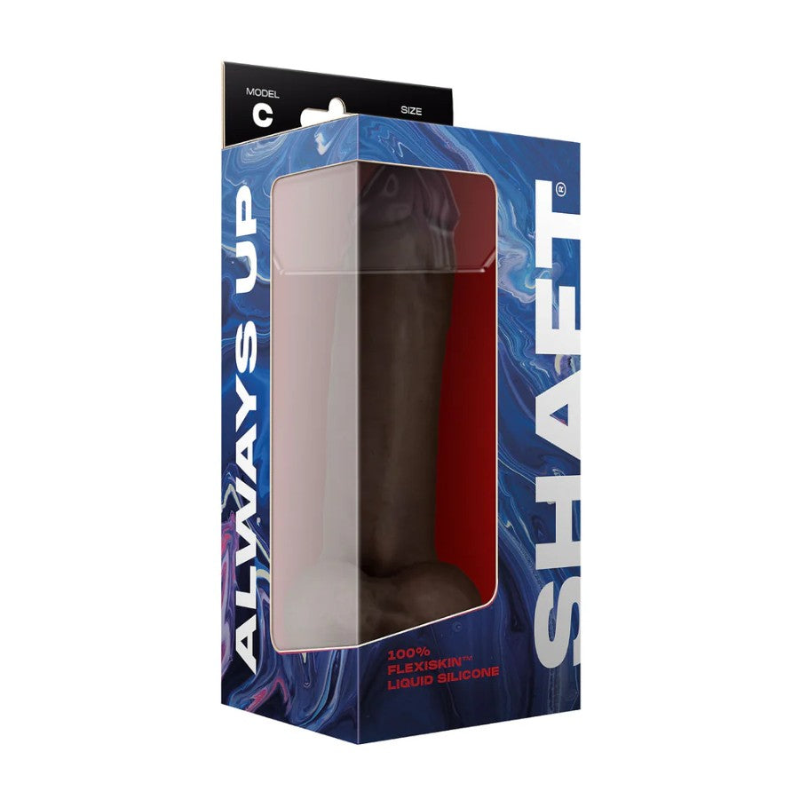 MODEL C 9,5 LIQUID SILICONE DONG W/BALLS-MAHOGANY