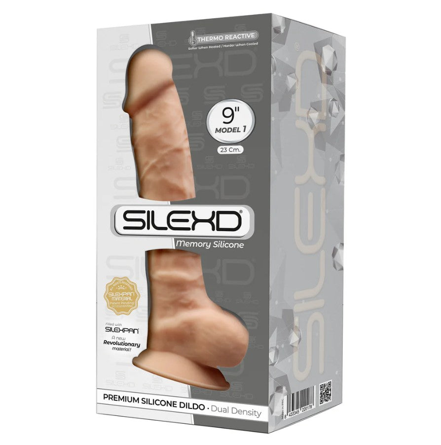 SILEXD PREMIUM MEMORY SILICONE DILDO- DUAL DENSITY 9'' FLESH