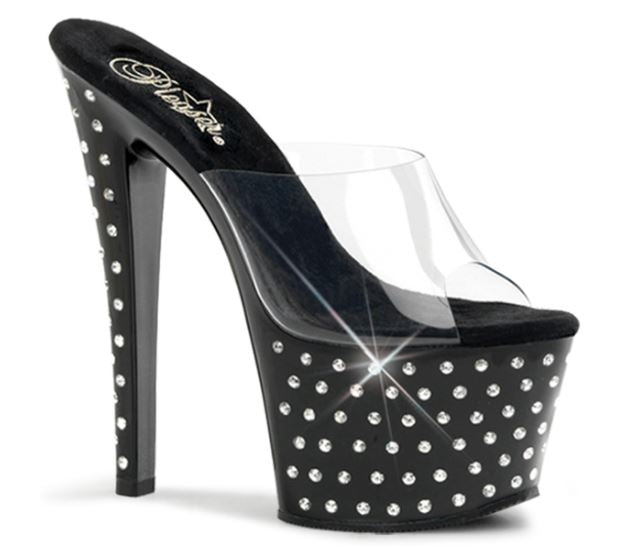 7 POUCES MULE À PLATEFORME AVEC DIAMANTS - PLEASER