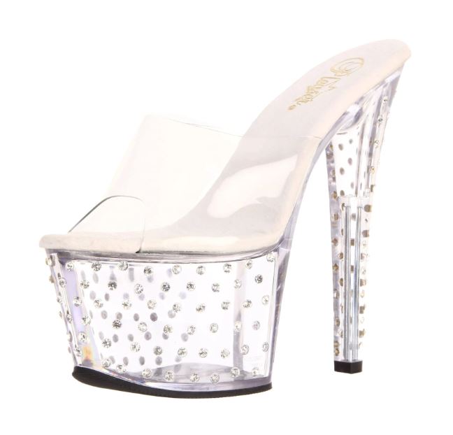 7 POUCES MULE À PLATEFORME AVEC DIAMANTS - PLEASER