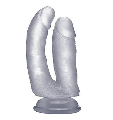 REALISTIC DOUBLE COCK 6.5'' - TRANSPARENT