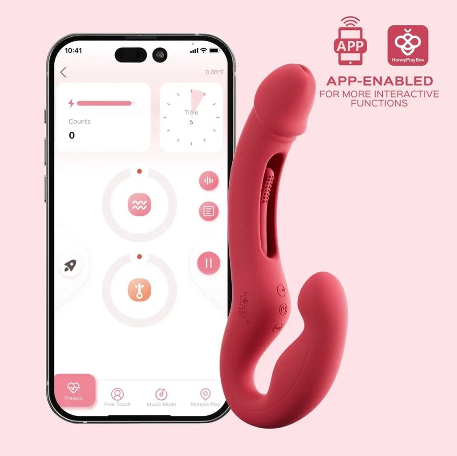 HARMONY DUO - APP CONTROLLED STRAPLESS STRAP-ON - RED