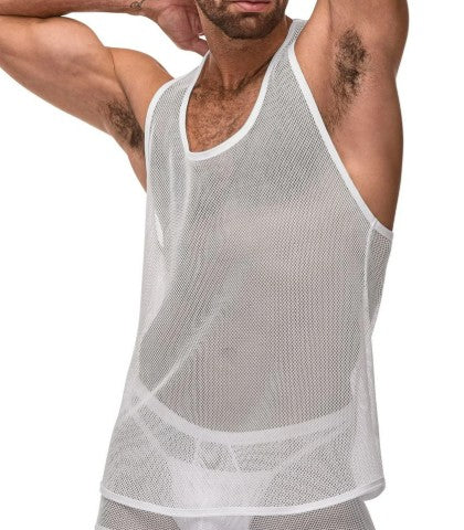CAMISOLE BLANCHE STRETCH NET - MALE POWER