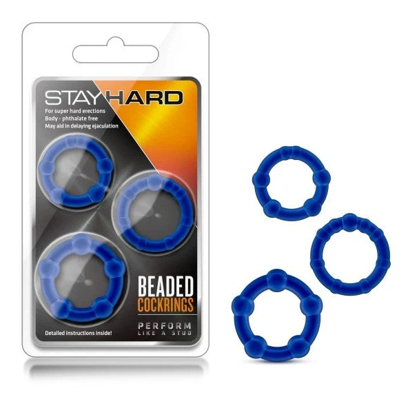 BEADED COCK RING BLUE