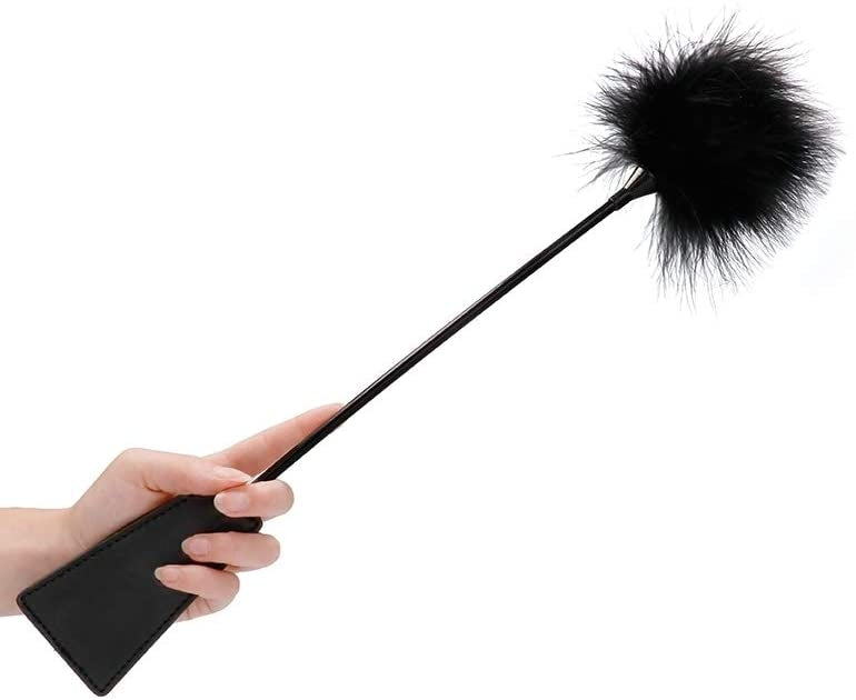 OUCH! CROP WITH FEATHER - NOIR