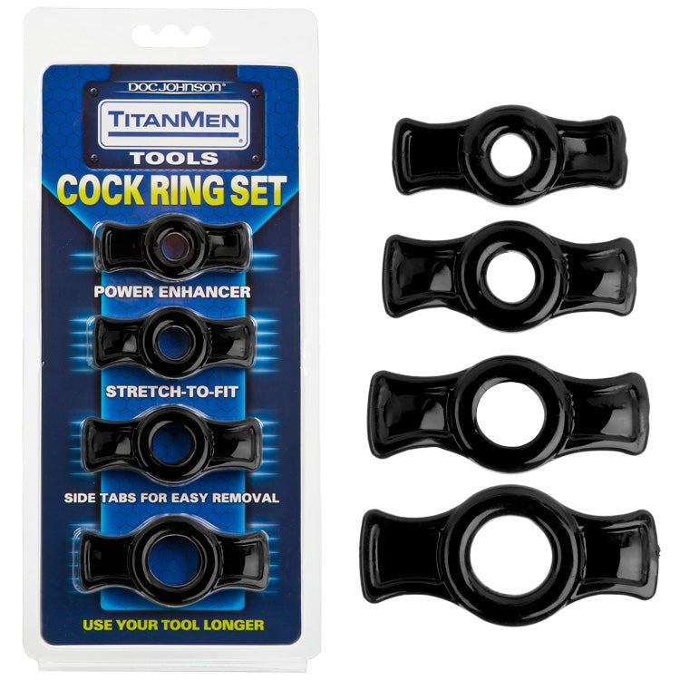 TITANMEN TOOLS COCK RING SET NOIR