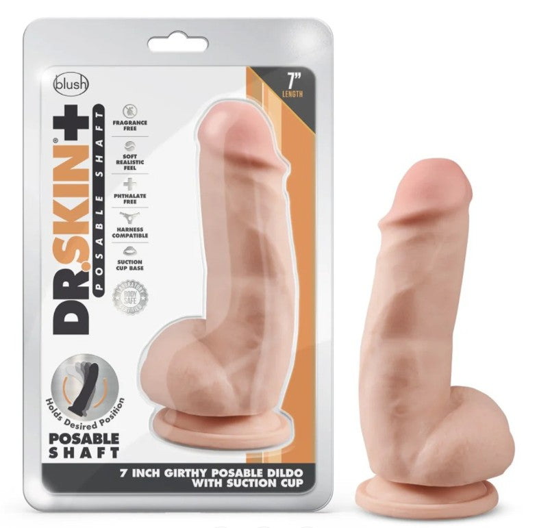 DR. SKIN PLUS 7" POSABLE DILDO WITH BALLS