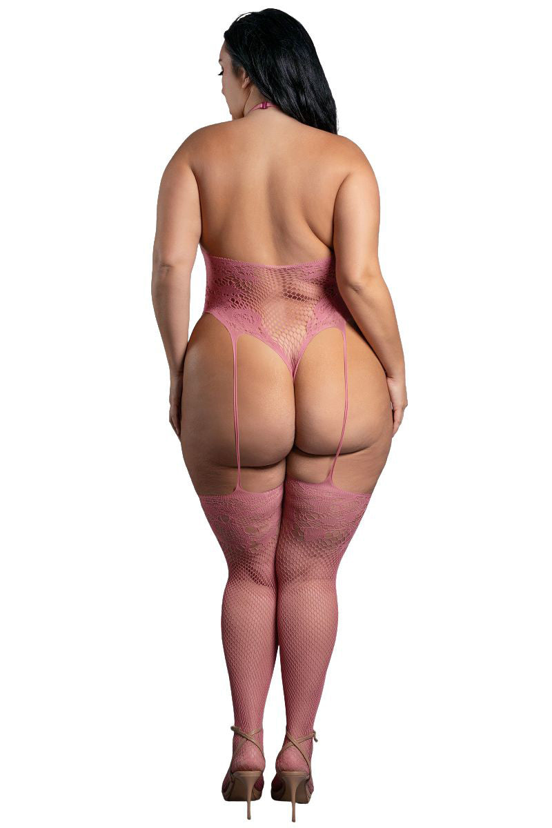 TEDDY-BODYSTOCKING DENTELLE ROSE