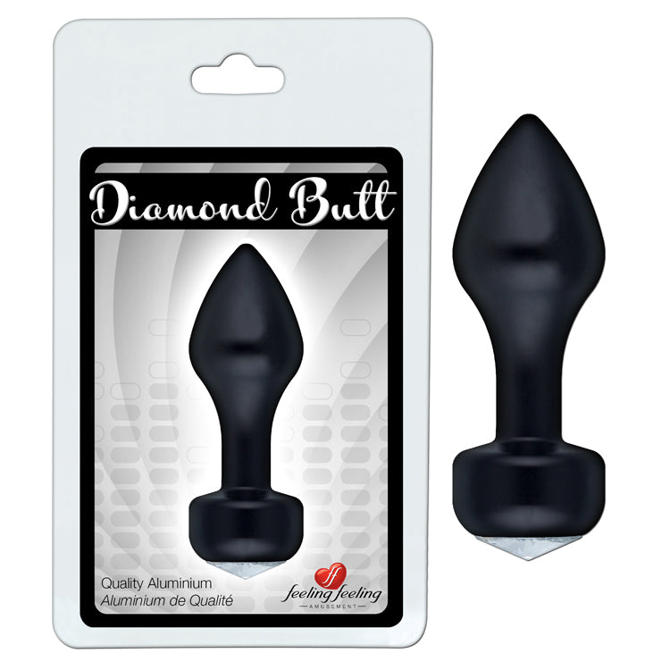 DIAMOND BUTT PLUG ALUMINIUM 83MM X 30MM NOIR