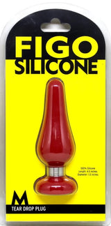 TEAR DROP SILICONE PLUG-RED-MEDIUM