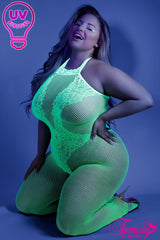 BODYSTOCKING VERT FLUO UV - ONE SIZE ET QUEEN - FANSTASY GLOW