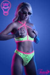 ENS.2PC. VERT/ROSE -GLOW IN THE DARK