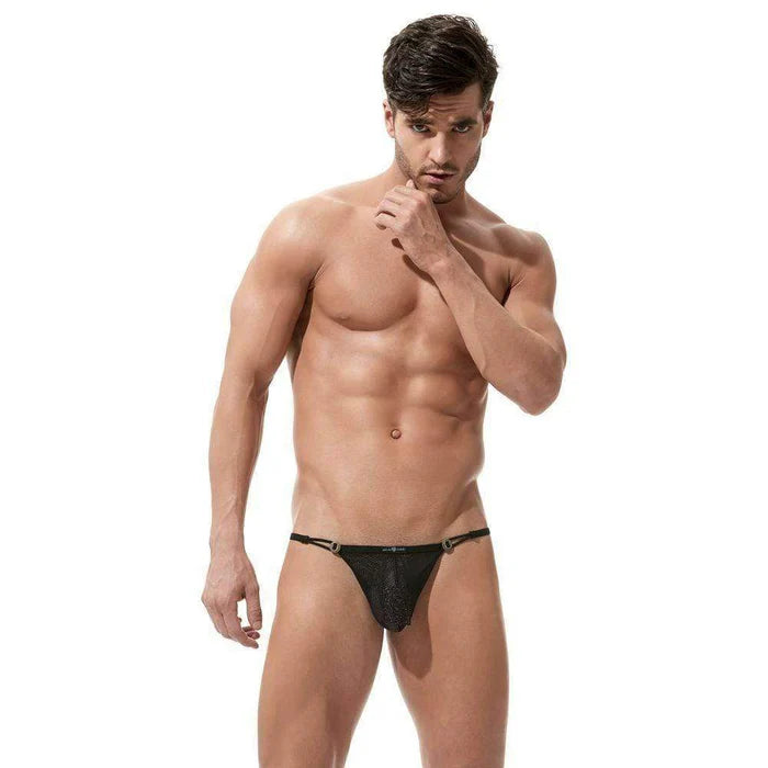 STRING EN FILET À BOUTONS NOIR