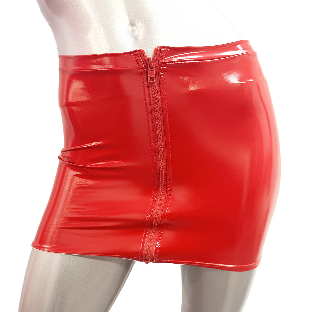 LA PVC - JUPE LONGUE AVEC ZIPPER ROUGE