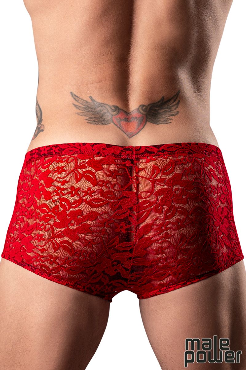 STRECH LACE -ROUGE- MINI SHORT