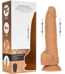 NAKED ADDICTION - 9'' THRUSTING DONG - CARAMEL