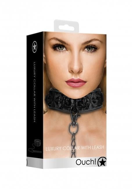 OUCH! - LUXURY COLLAR WITH LEASH - NOIR