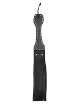 WOODEN HANDLE BELT WHIP FLOGGER LEATHER- BLACK