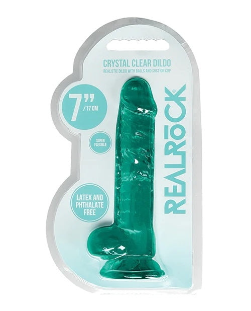 REALROCK - 7'' REALISTIC DILDO WITH BALLS - TURQUOISE