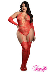 GANTS ET BODYSTOCKING ROUGE QUEEN SIZE