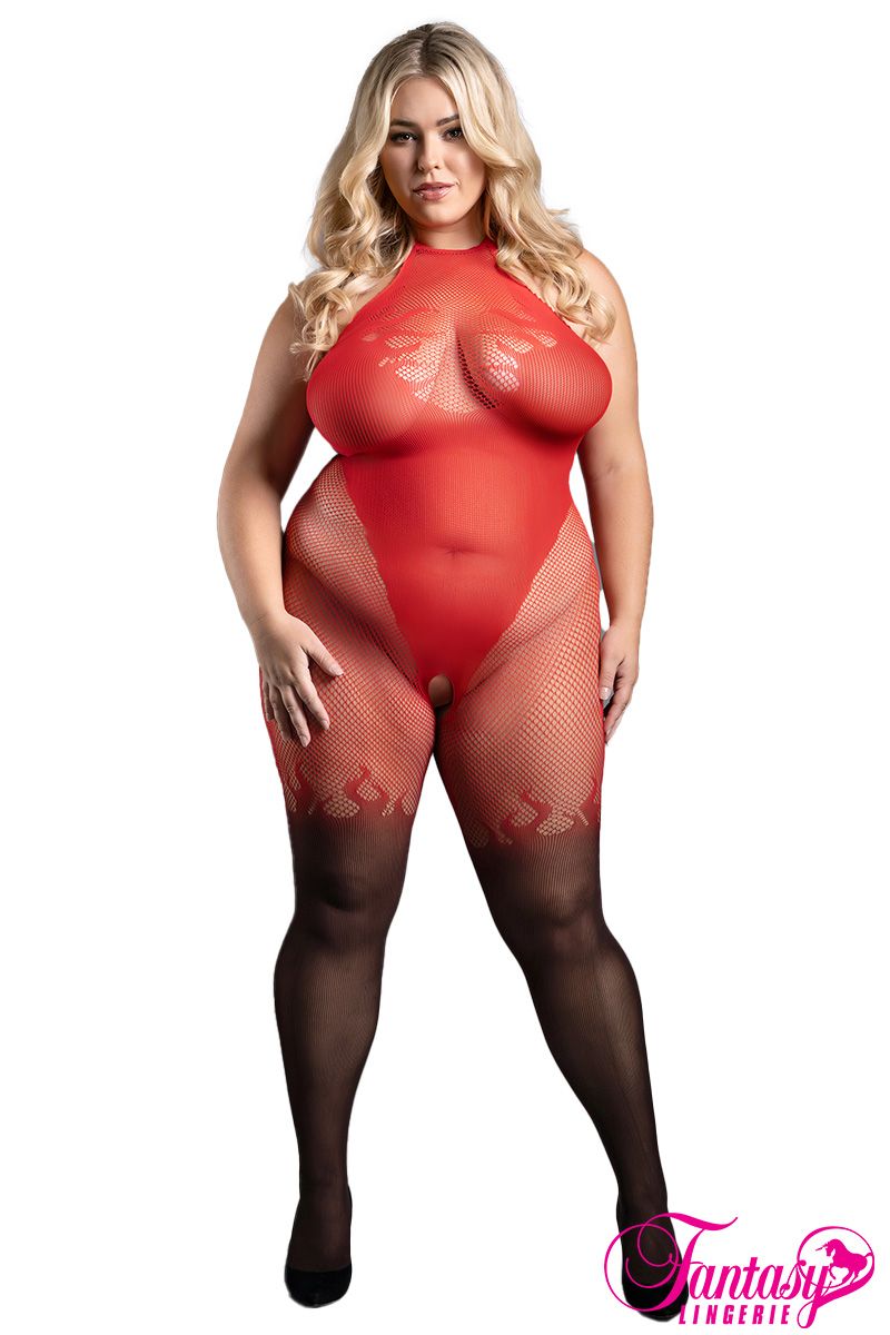 BODYSTOCKING FLAMMES ROUGE QUEEN