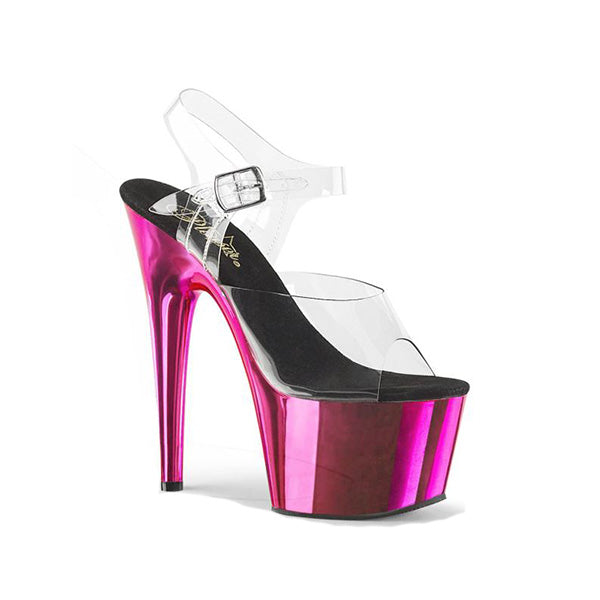 7 POUCES PLATEFORME ROSE CHROME AVEC STRAP - PLEASER